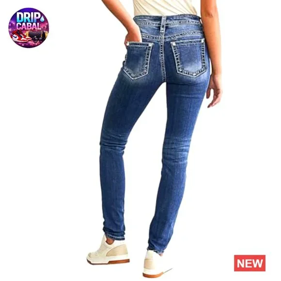 Skinny Leg Jeans Stretchy Tummy Control Mid Rise Butt Lifting Denim